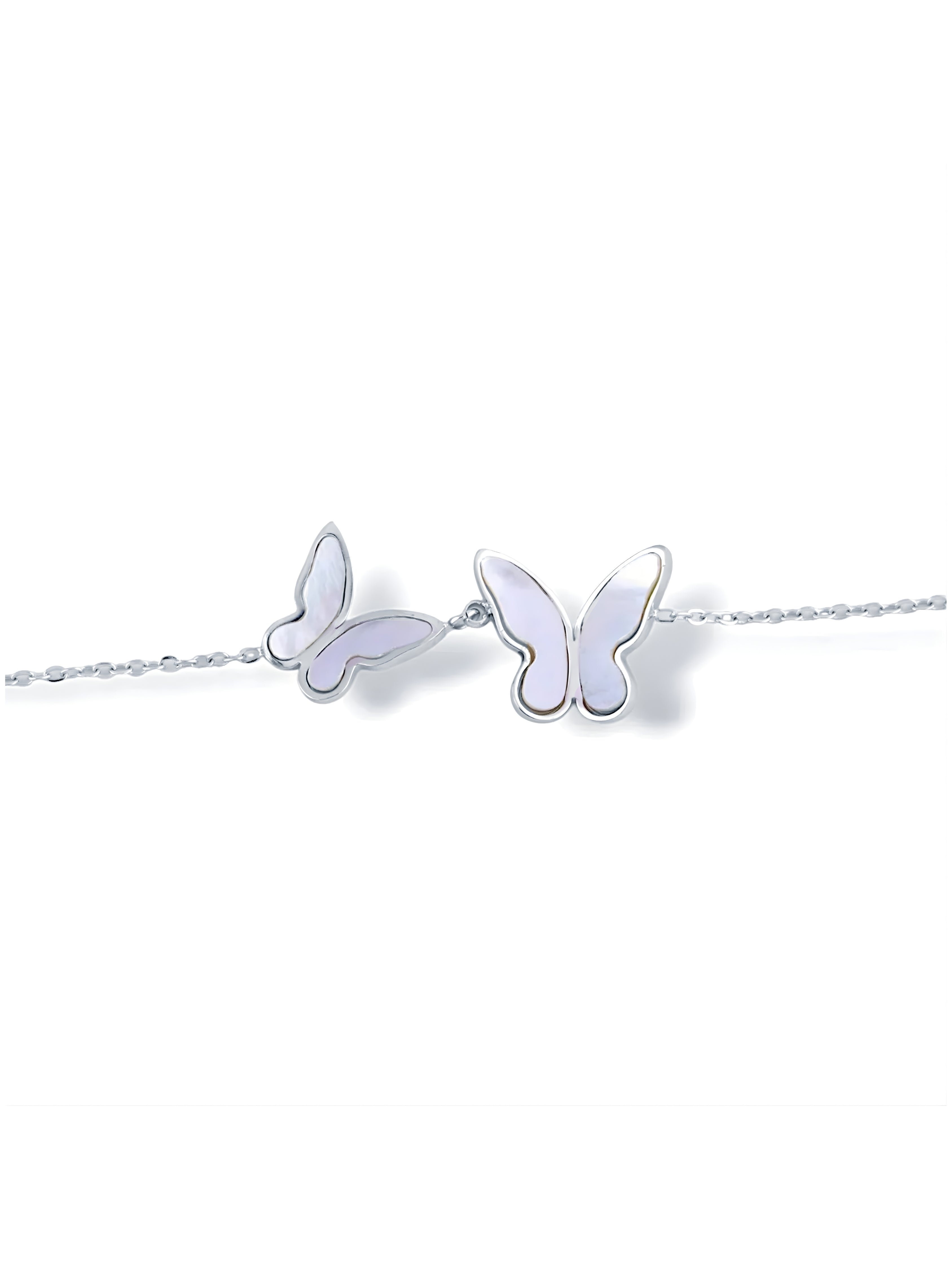Elegant Silver Butterfly Bracelet with Soft Pearl Shine