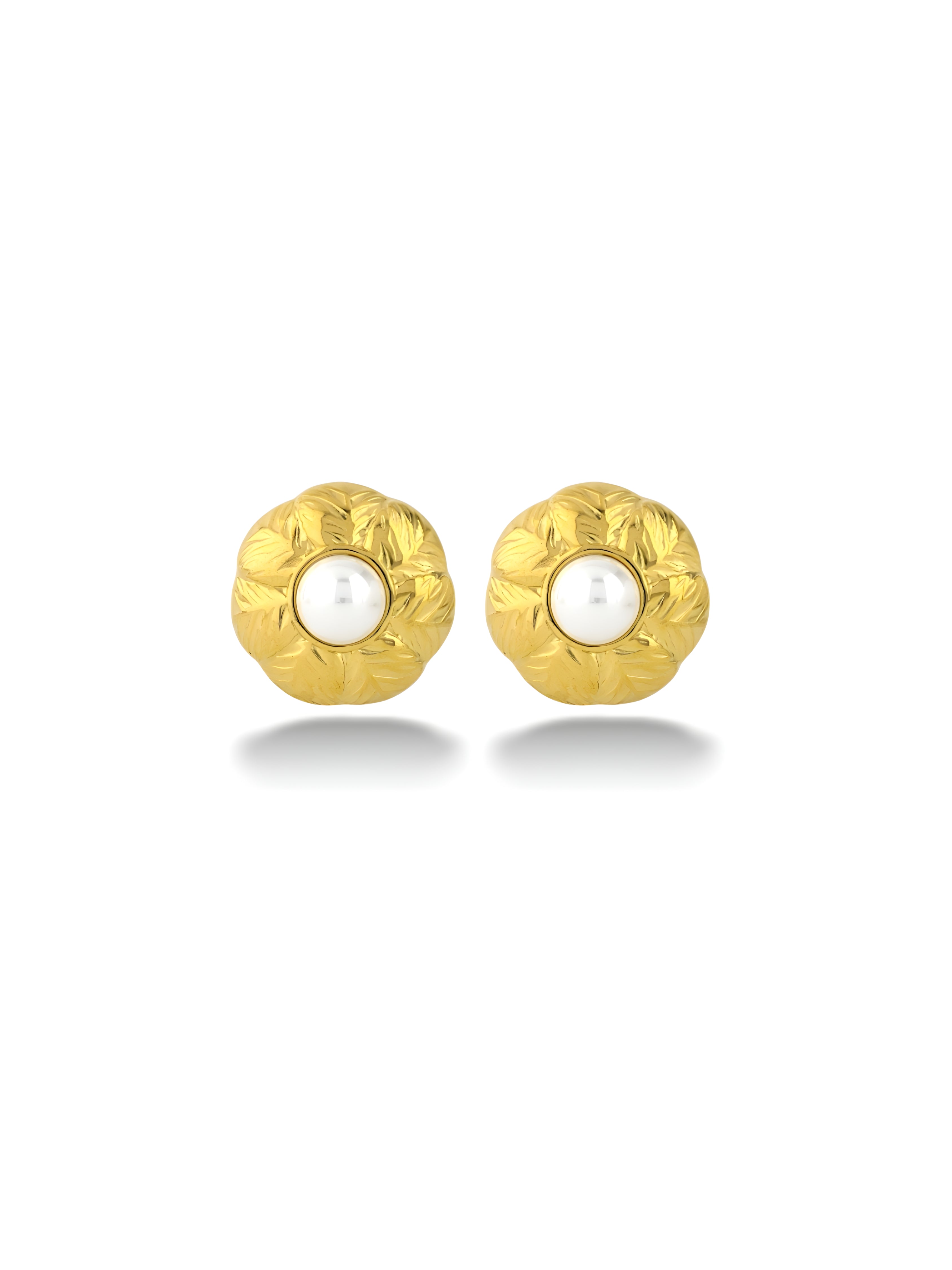 Leaf Pearl Studs