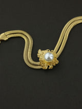 Gilded Petal Pearl Bracelet