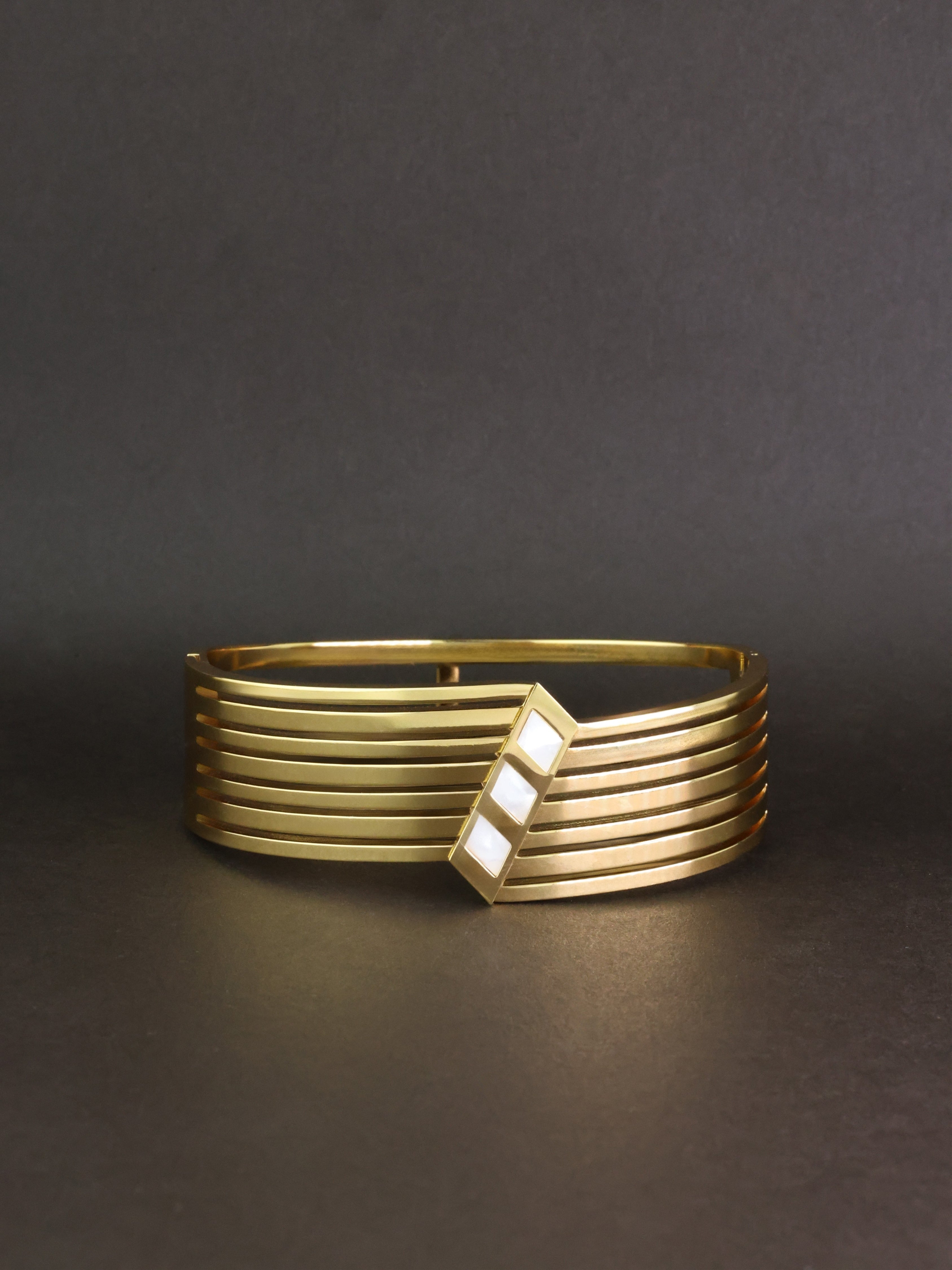 Cuff Bangle with Modern Lines