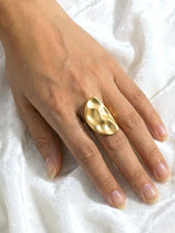 Modern Gold Wavy Adjustable Open Ring - Doulaat