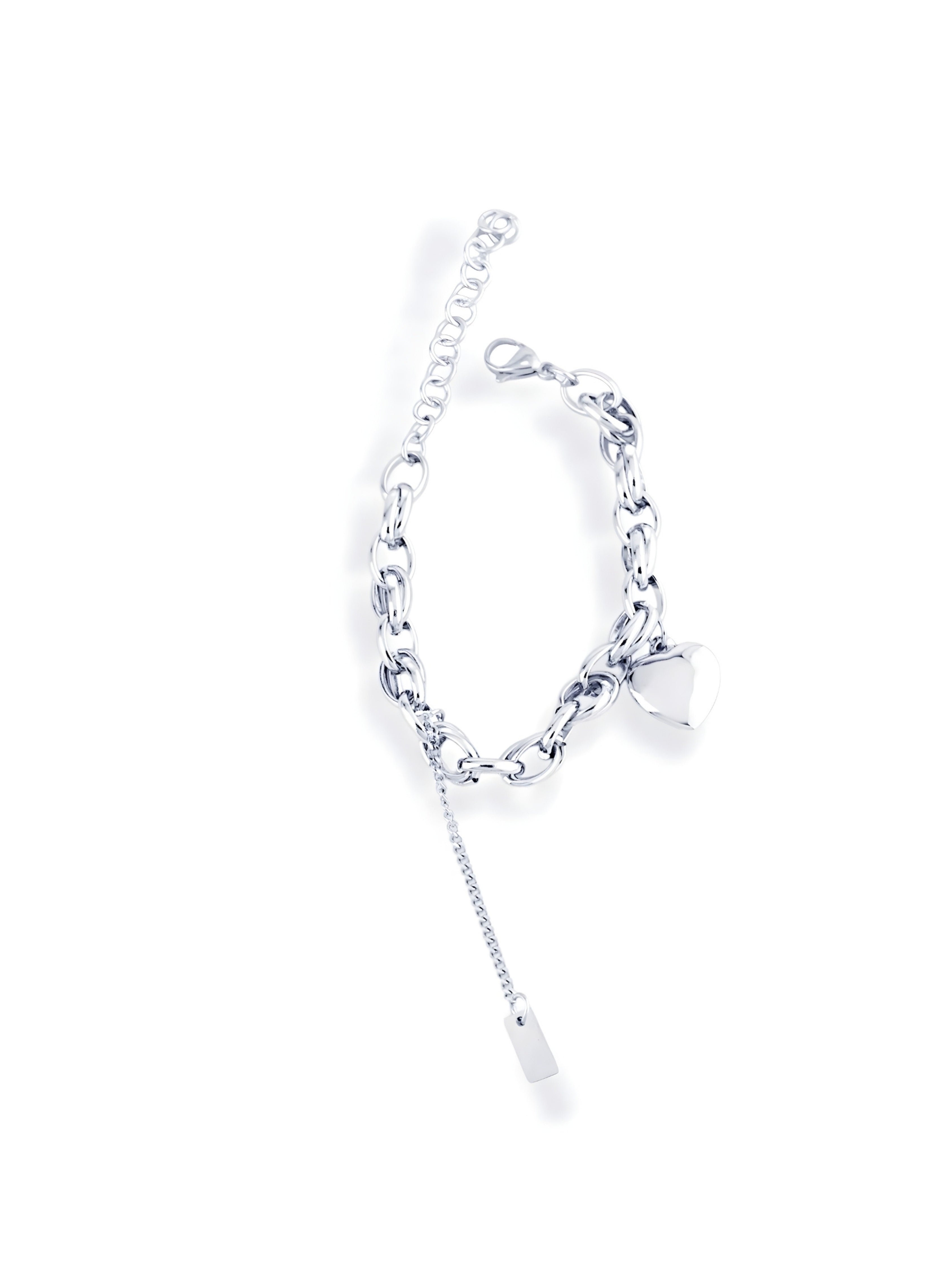 Elegant Gold Weave Chain Bracelet with Heart Charm