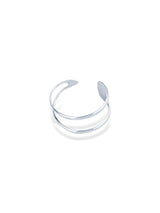 Elegant Silver Arc Double Band Open Cuff Bangles