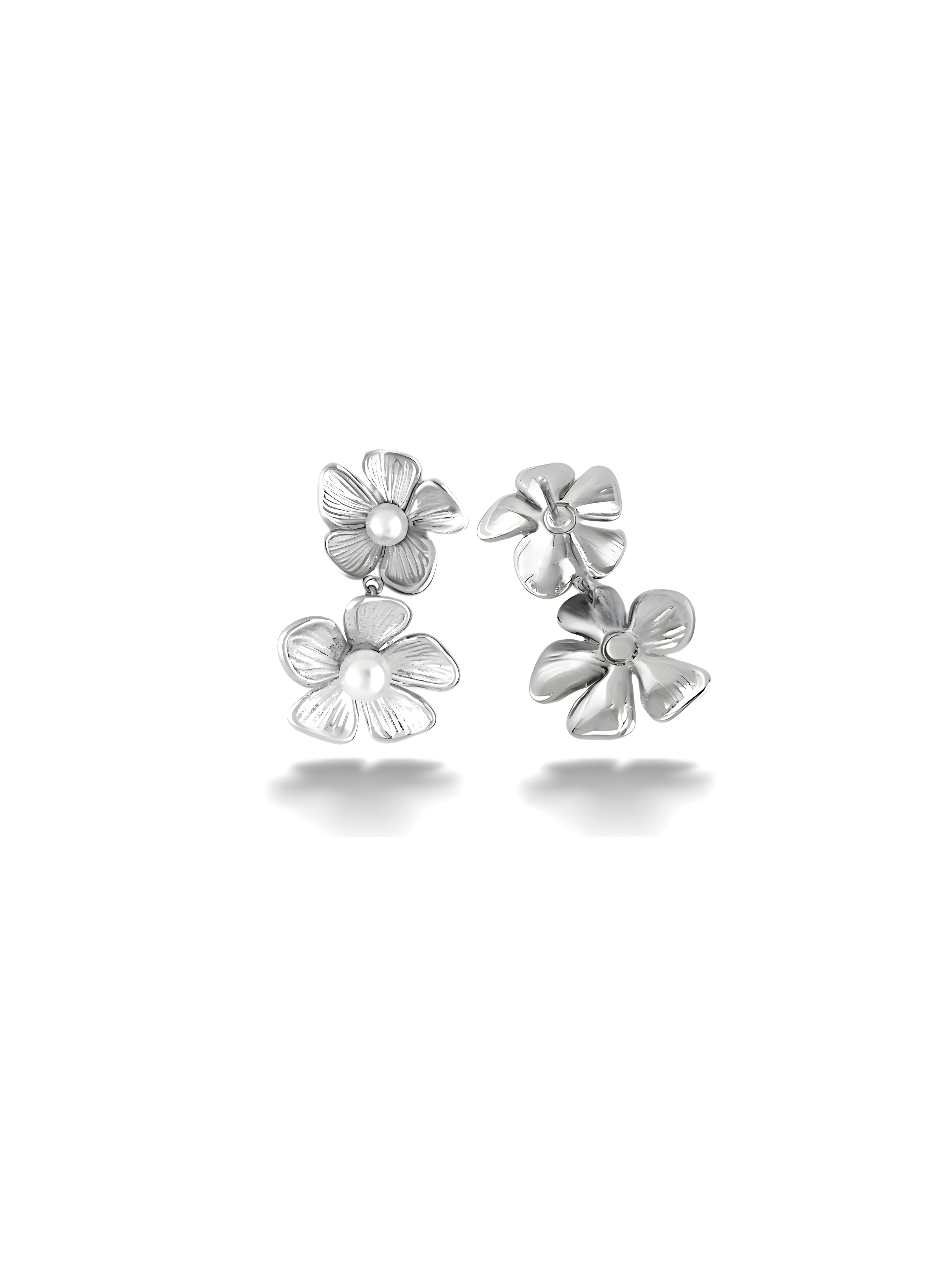 Double Bloom Pearl Drop Earrings