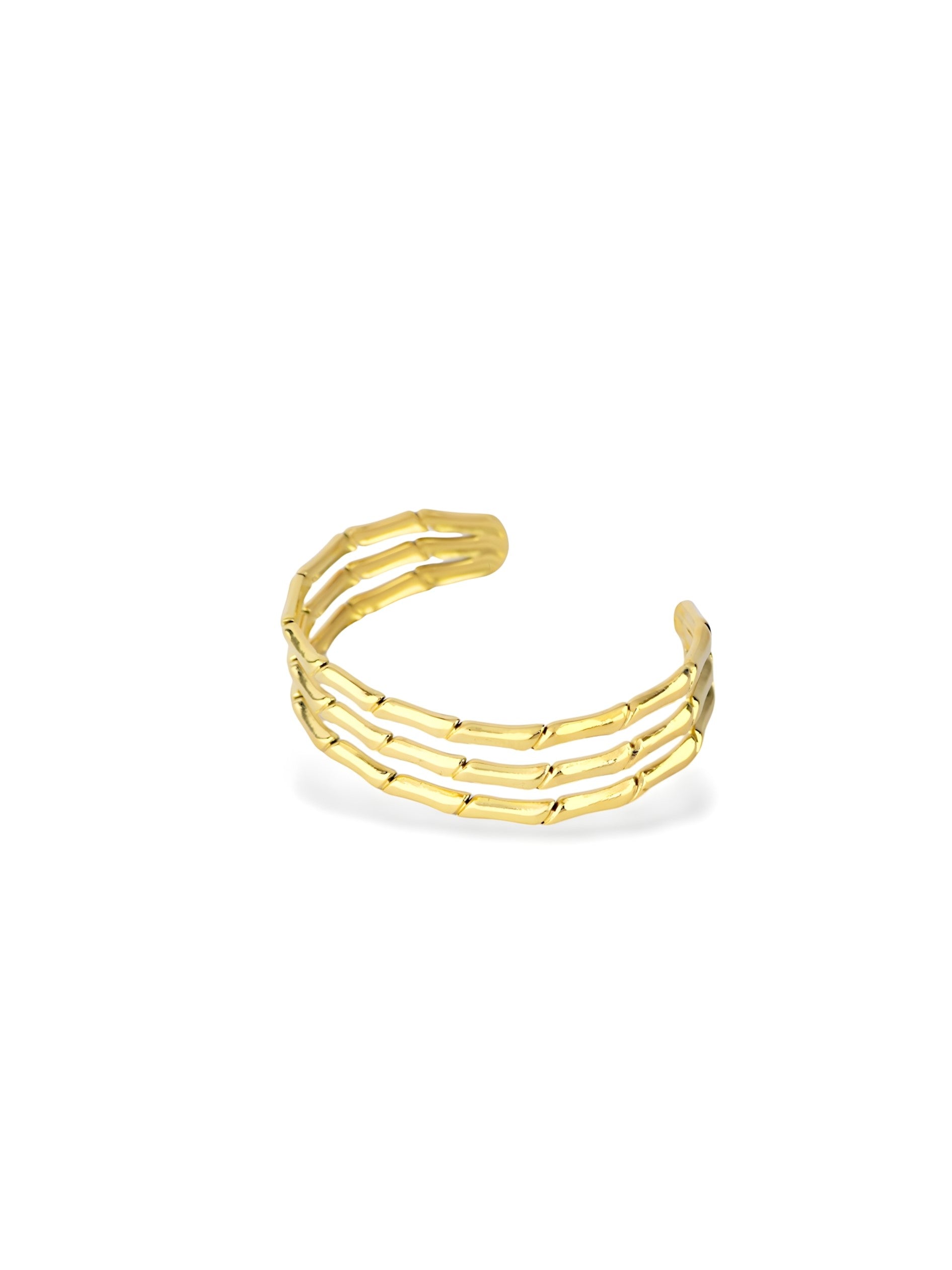 Petite Band Gold Finish Minimal Stacked Open Bangle