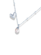 Heart Charm Pearl Drop Necklace
