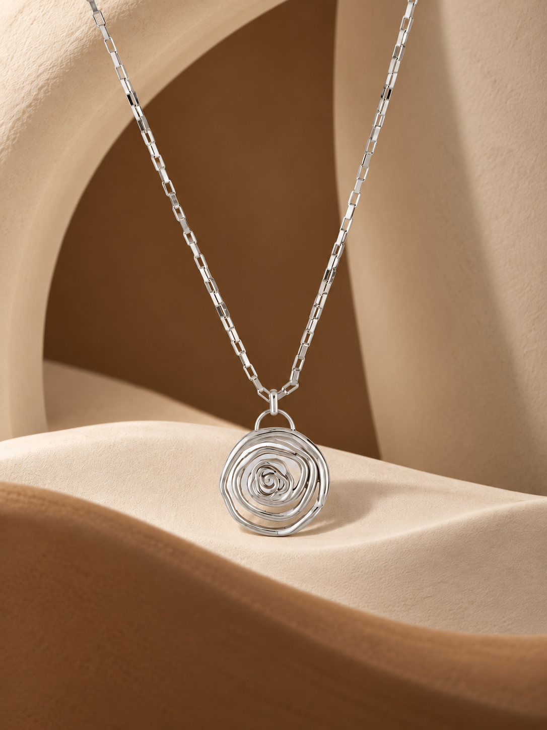 Spiral Rose Pendant Necklace