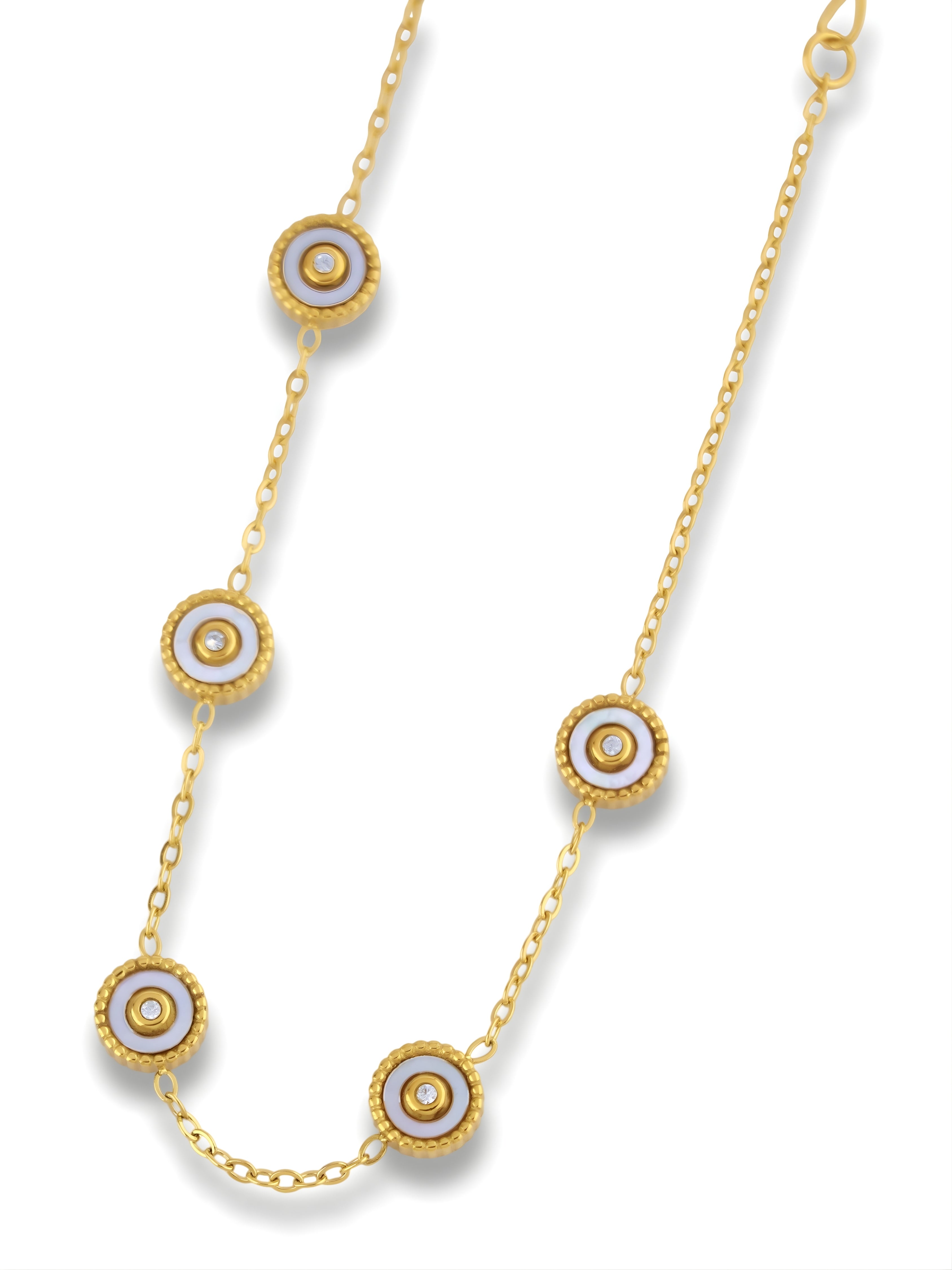 White Stone Charm Bracelet Gold Finish