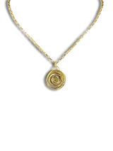 Gold Spiral Rose Pendant Necklace with Box Chain