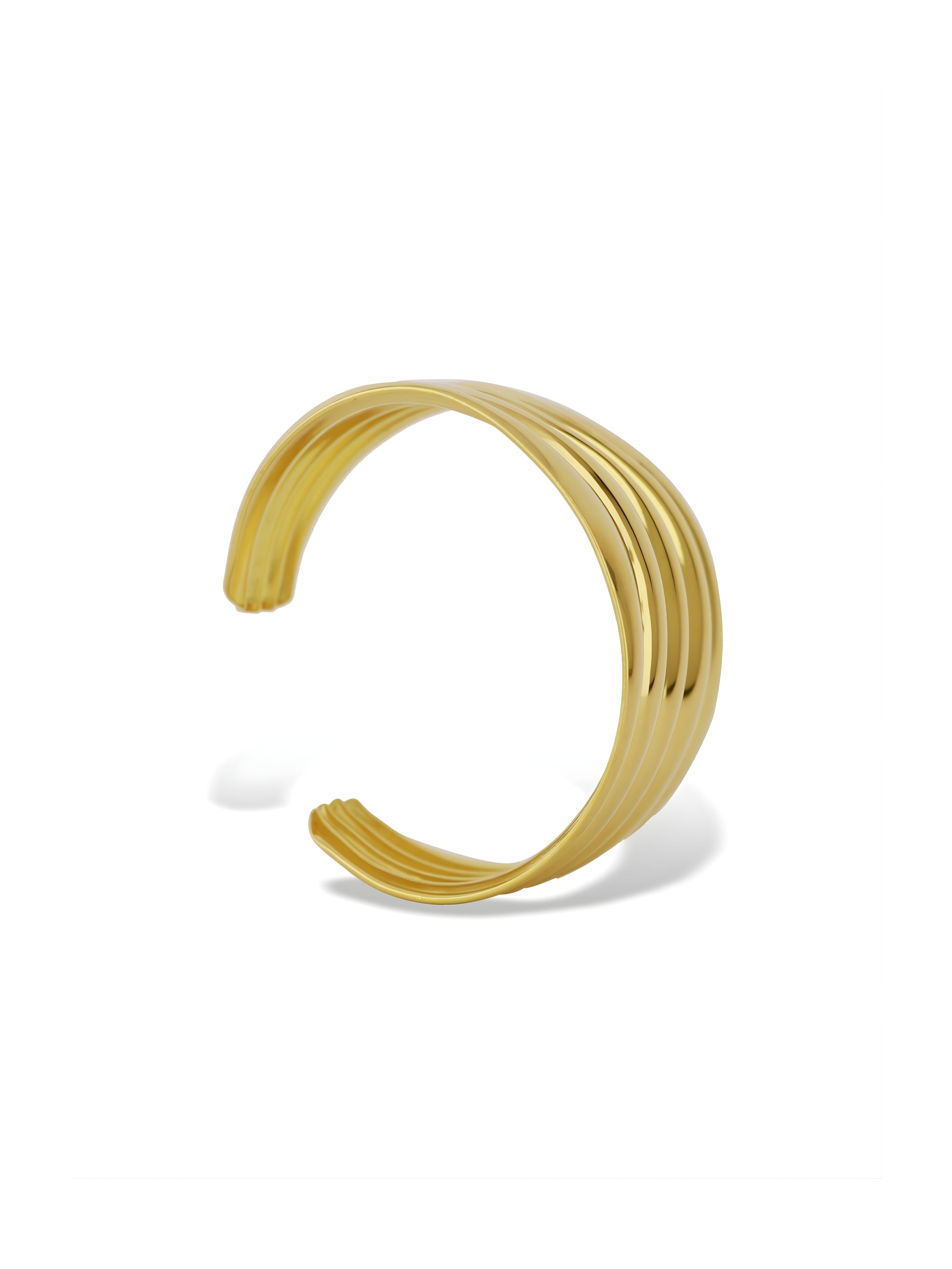 Elegant Comet Gold Wavy Wide Cuff Statement Bangle