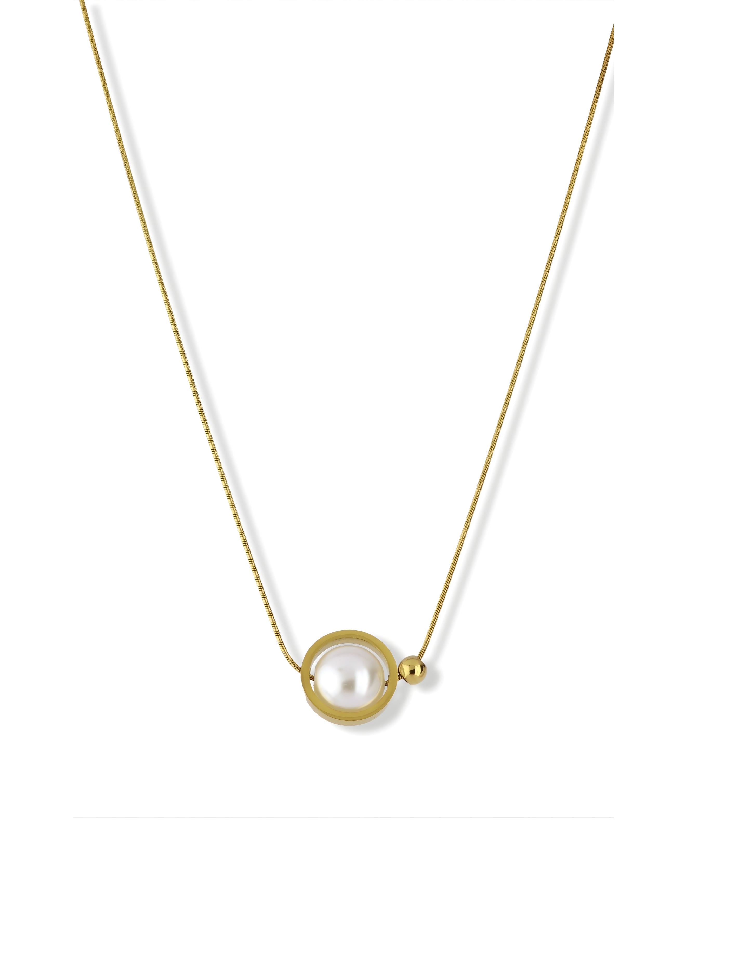 Classy Gold Plated Pearl Necklace for Women
