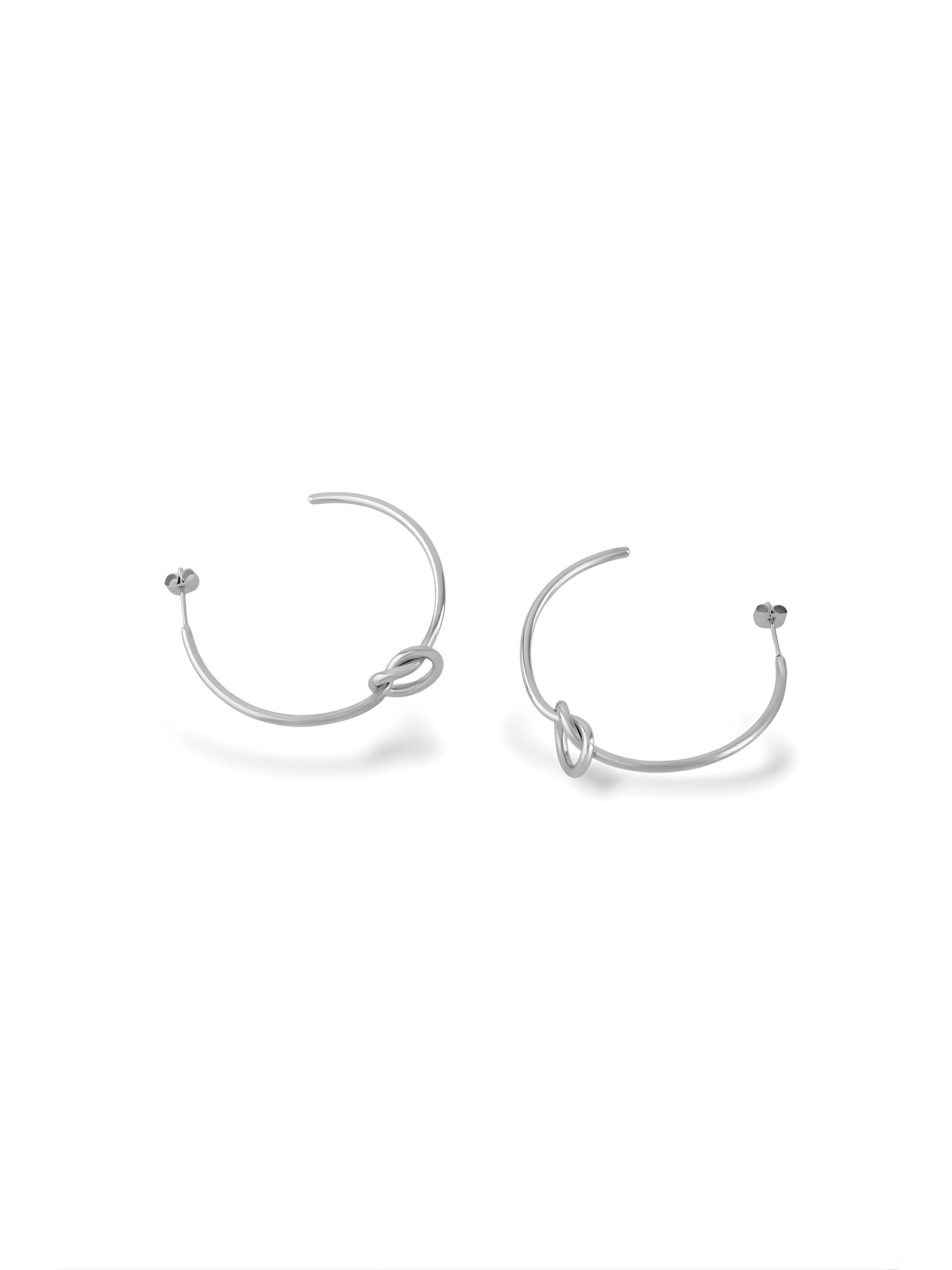 Silver Tied Knot Hoops