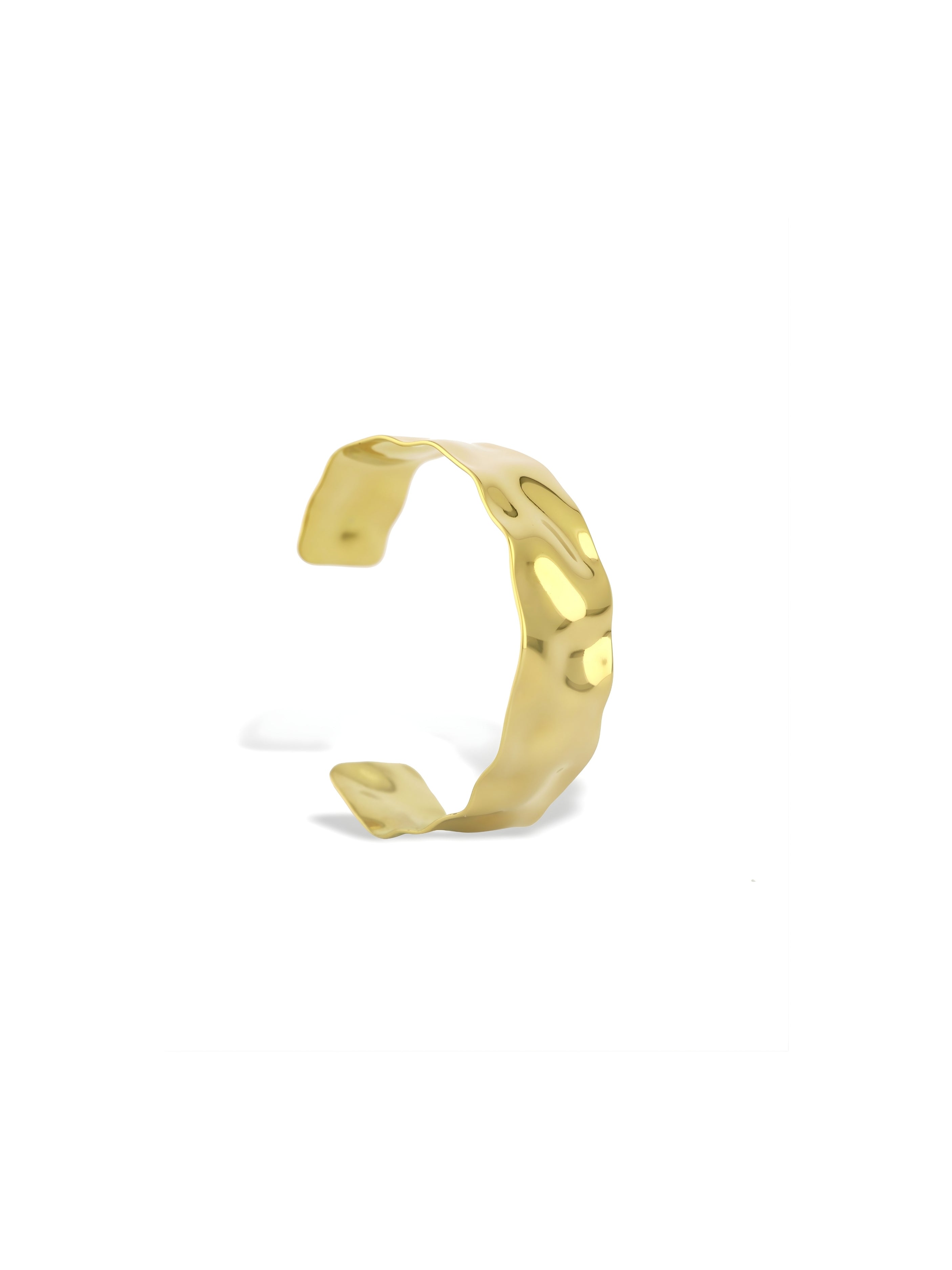 Elegant Gold Plated Aureum Textured Open Cuff Bangle