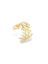 Elegant Gold Plated Laurel Leaf Open Cuff Bangle