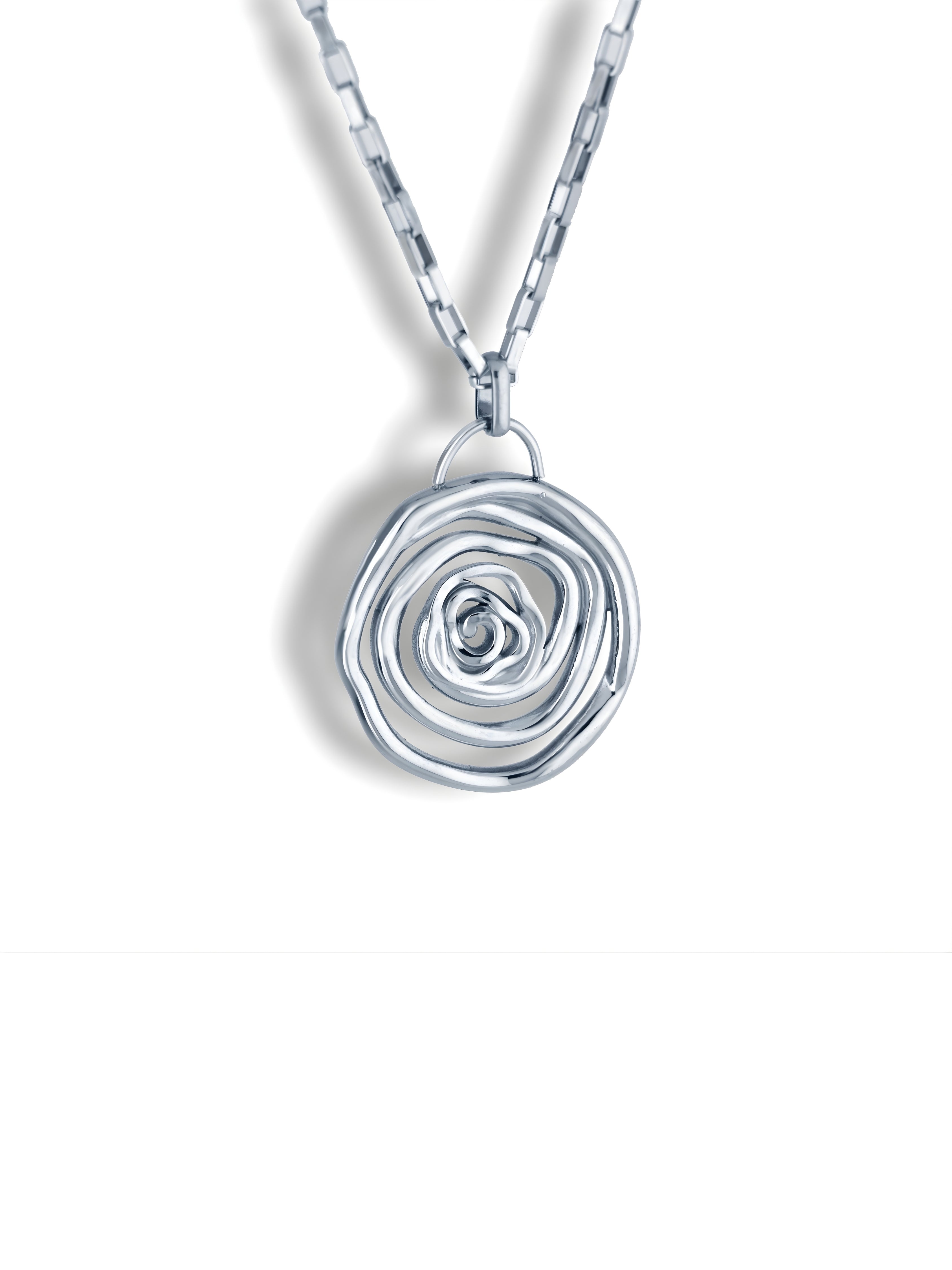Gold Spiral Rose Pendant Necklace with Box Chain