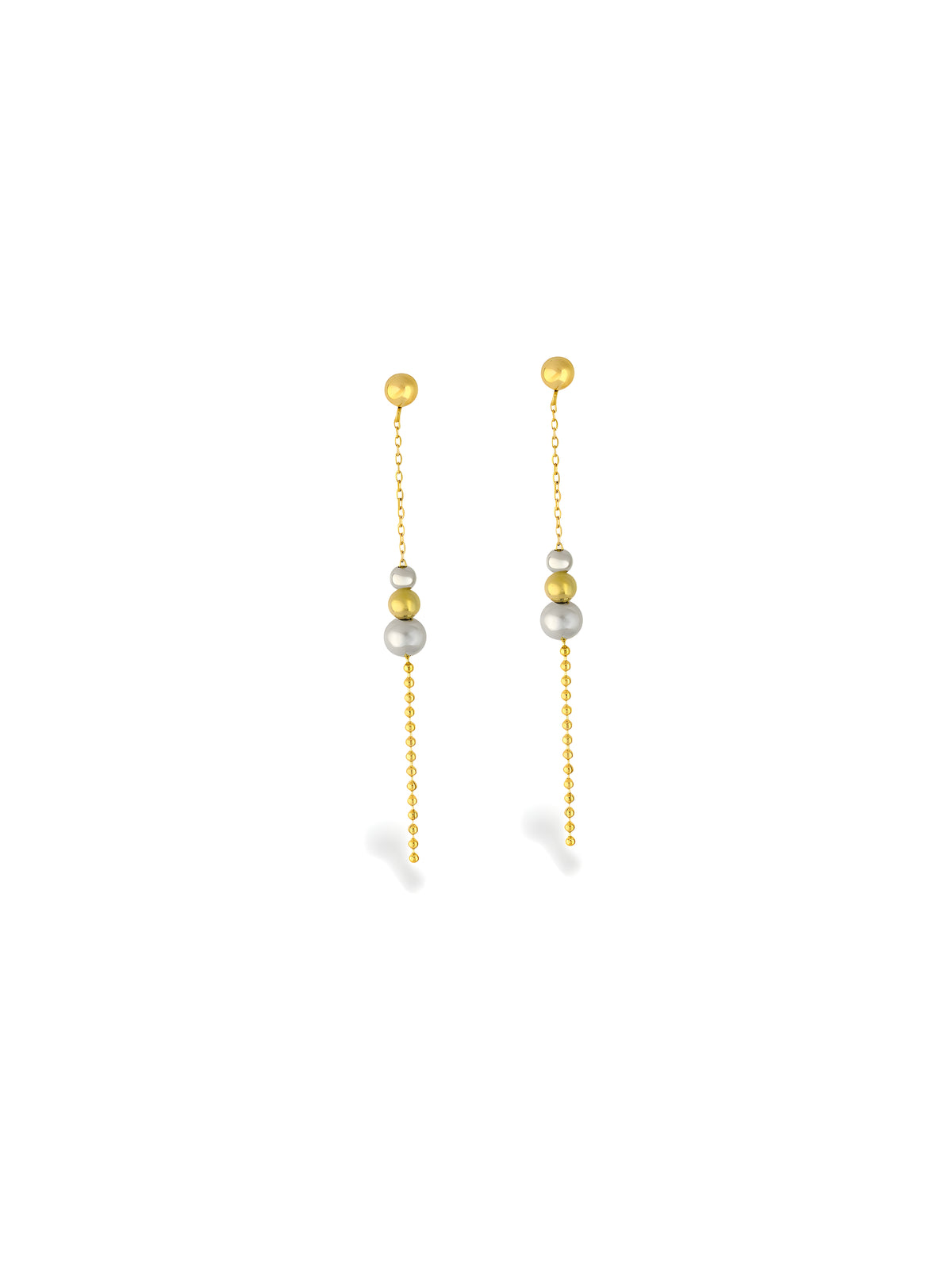 Mixed-Metal Beaded Drop Earrings