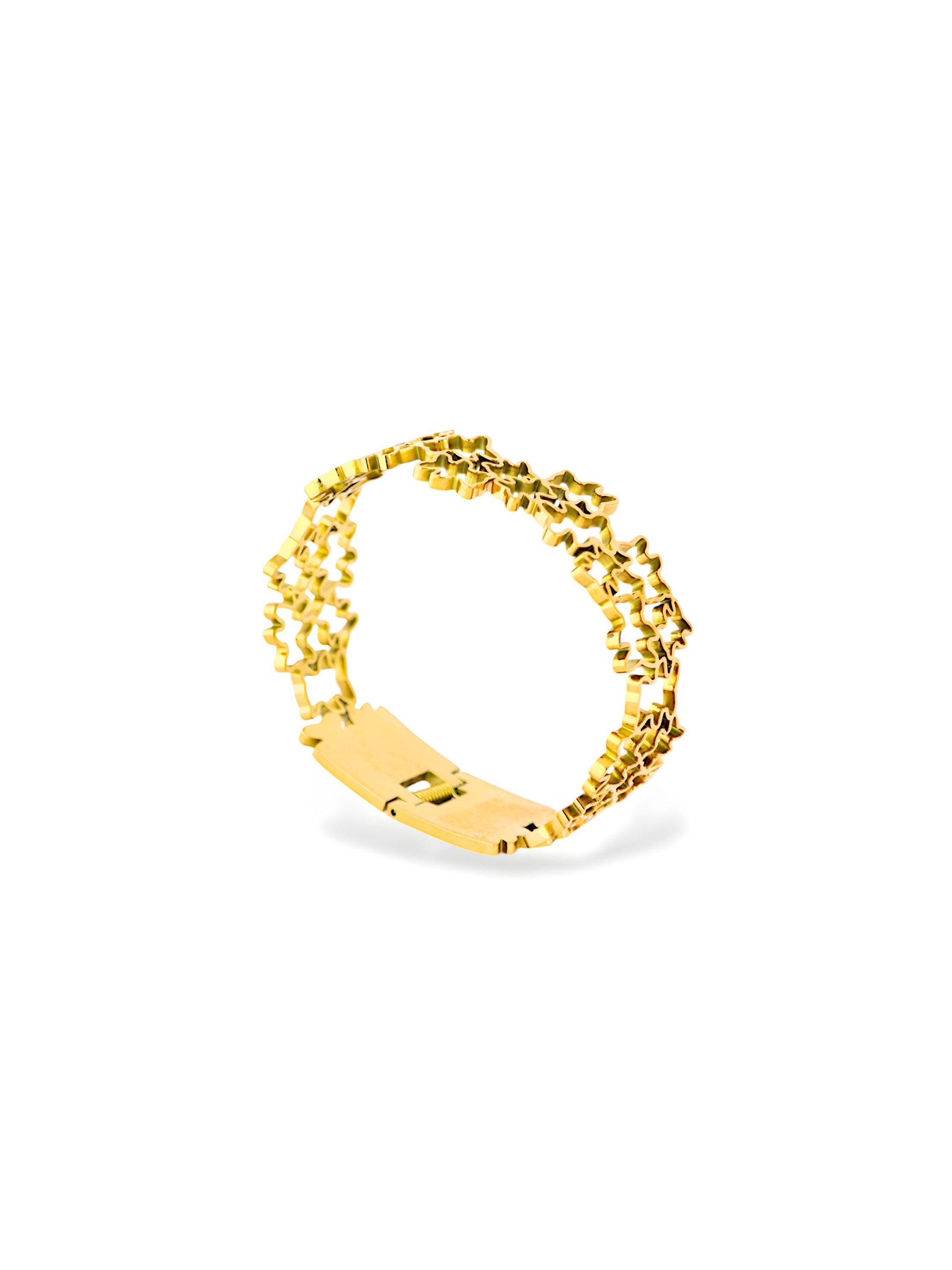 Sunswell Bangle - Elegant Gold Cutout Bracelet