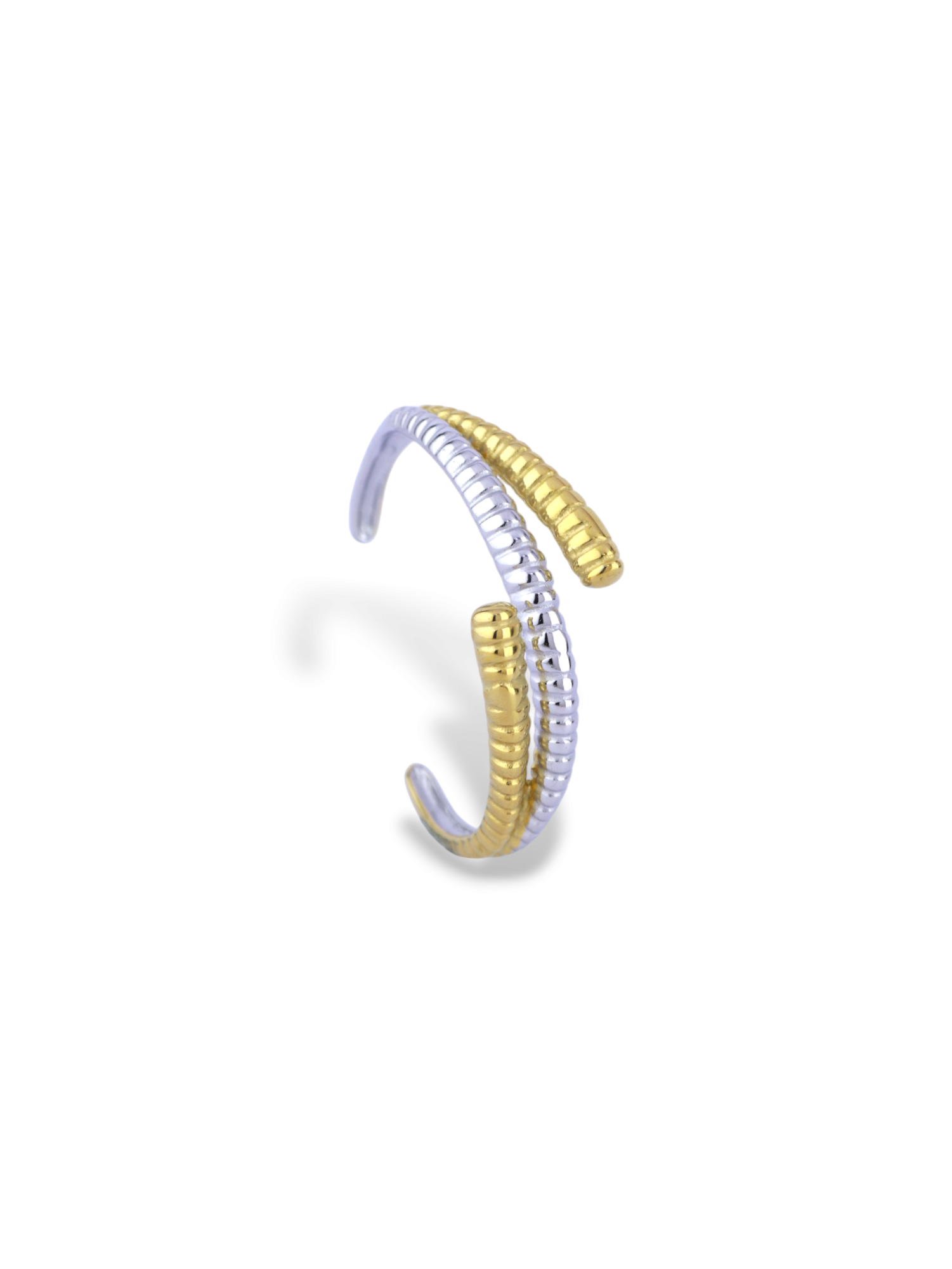 Stylish Two-Tone Aure Bangle with an Adjustable Design