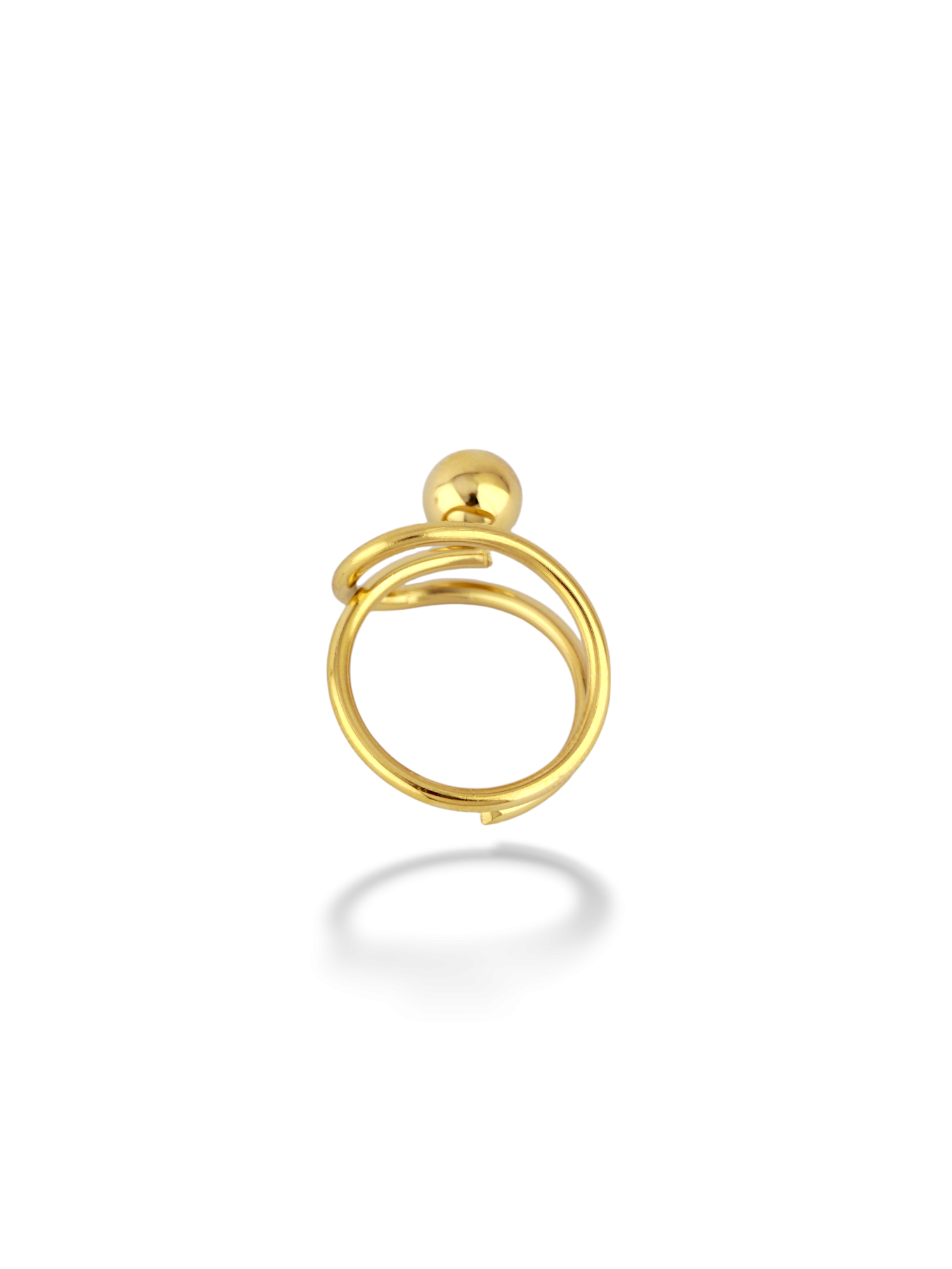 Gold Spiral Wrap Ring With Polished Round Bead
