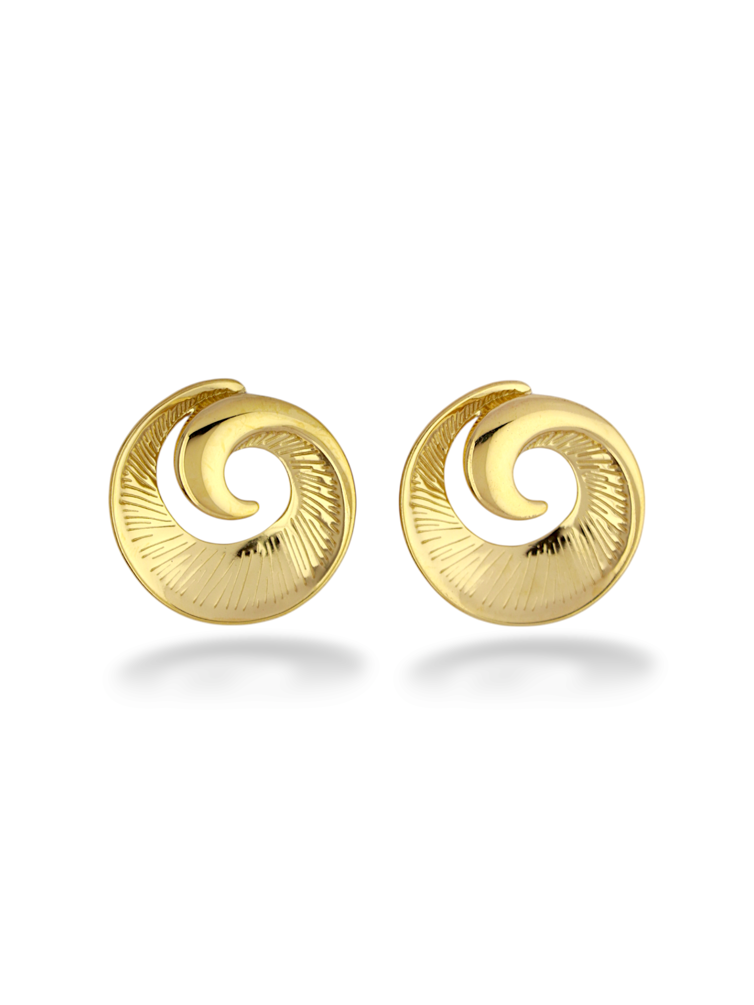 Gold Circline Mini Stud Earrings with Spiral Texture