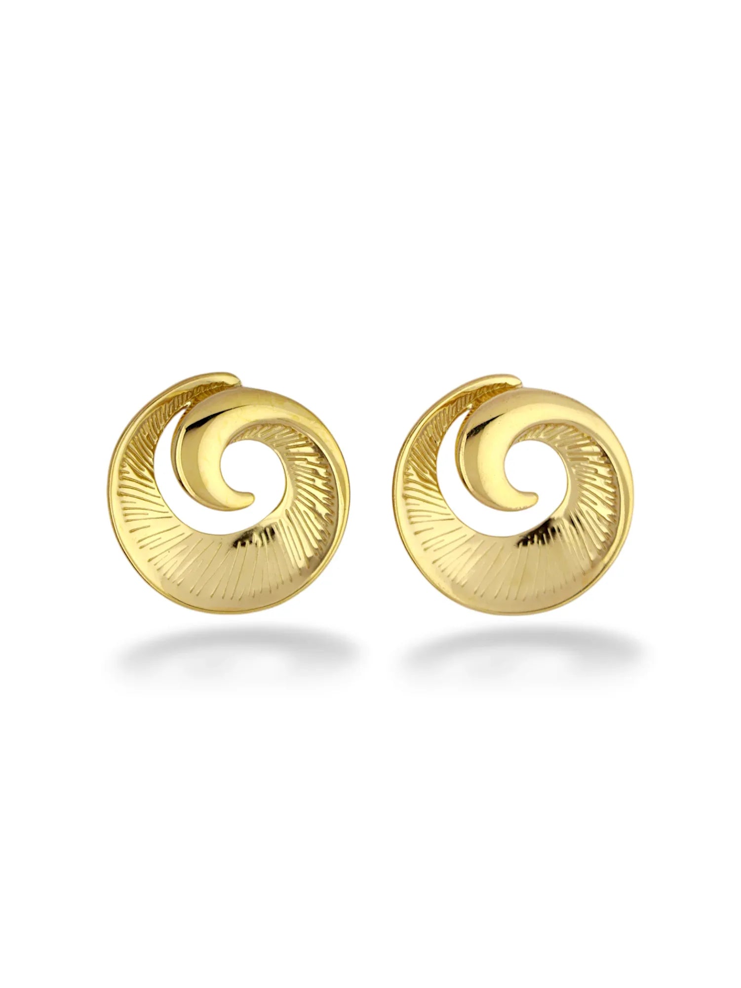 Gold Circline Mini Stud Earrings with Spiral Texture - Doulaat