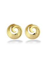 Gold Circline Mini Stud Earrings with Spiral Texture - Doulaat