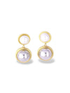 Gold Double Pearl Drop Earrings - Doulaat