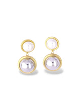 Gold Double Pearl Drop Earrings - Doulaat