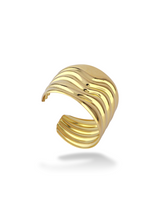 Elegant Comet Gold Wavy Wide Cuff Statement Bangle