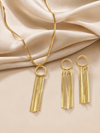 Gold Fringe Necklace and Earrings Set