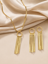 Gold Fringe Necklace and Earrings Set
