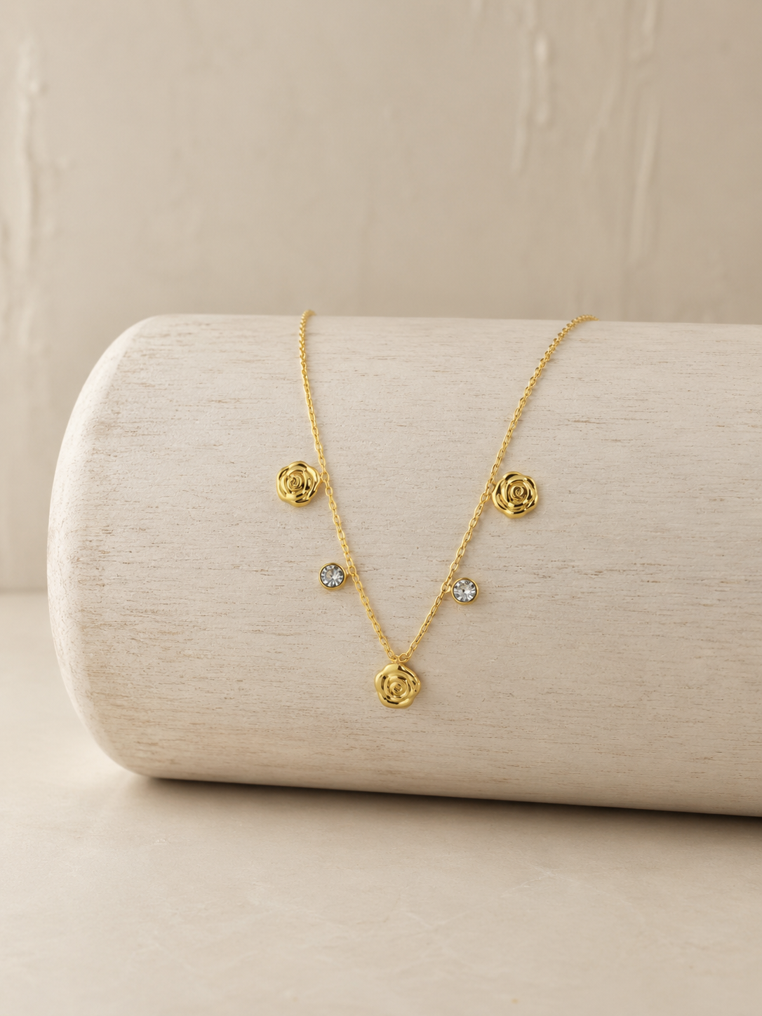 Golden Rosebud Station Necklace
