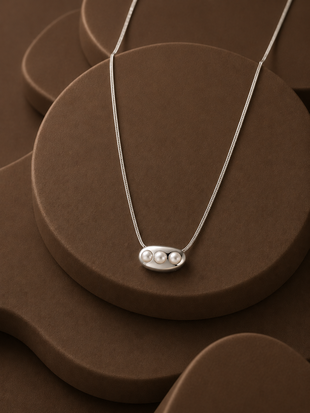 Three Pearl Pendant Necklace
