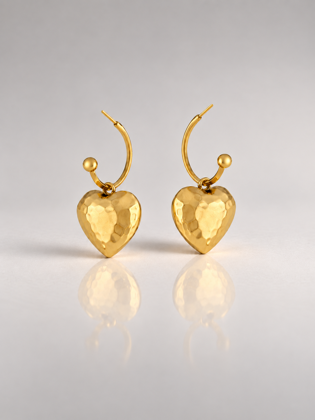 Hammered Heart Hoops