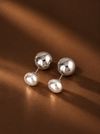 Silver Ball with Pearl Studs
