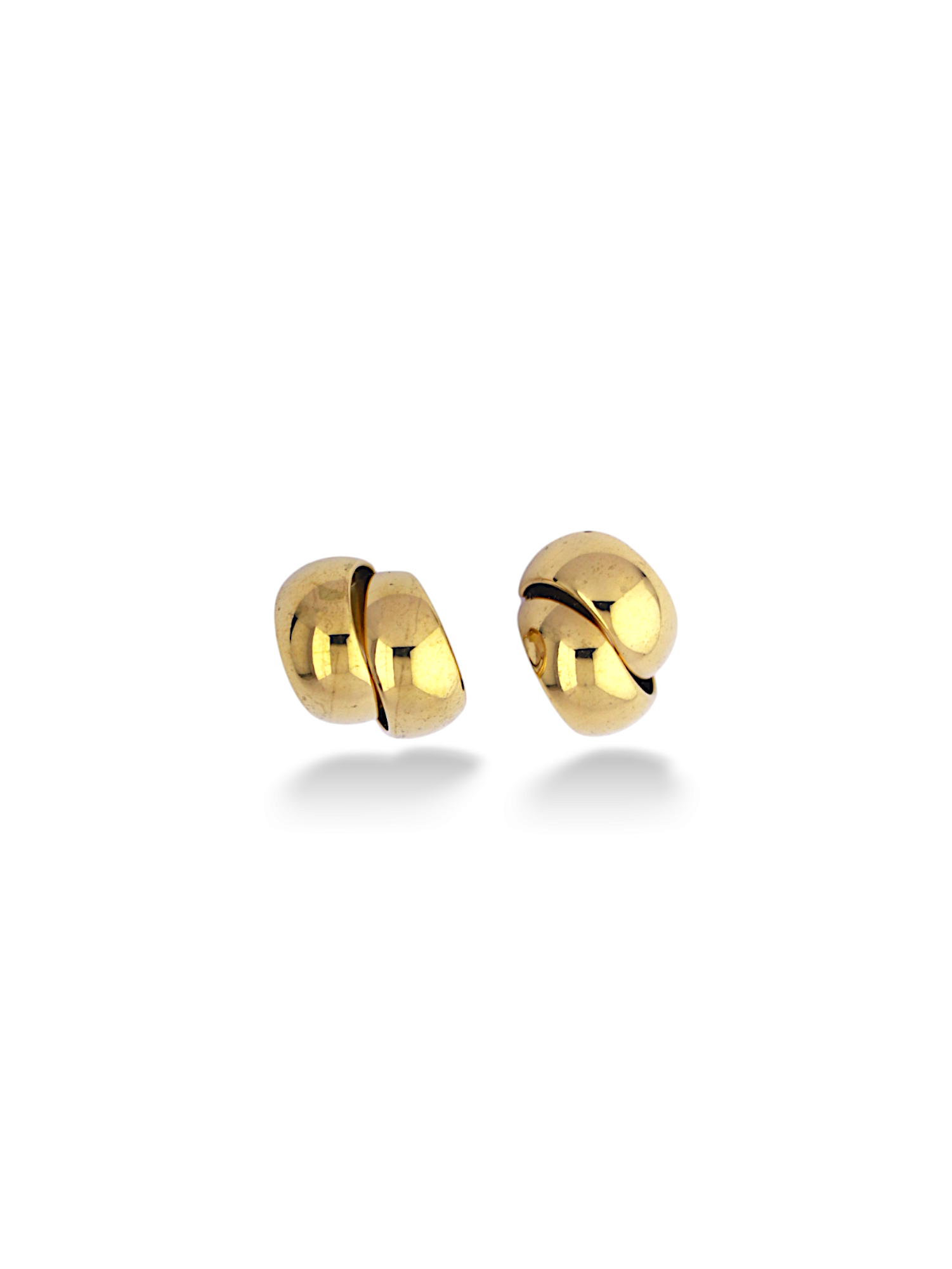 Gold Double Disc Emblem Hoop Stud Earrings for Women