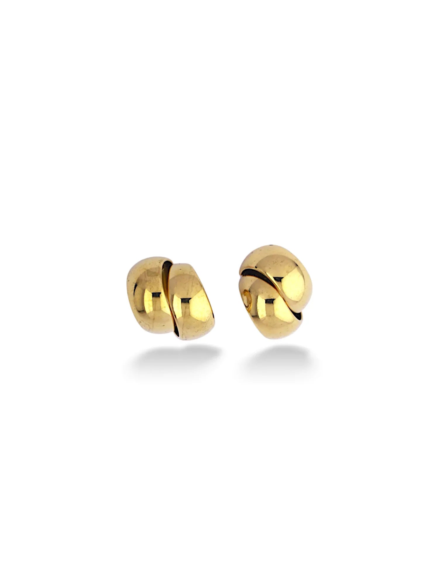 Gold Double Disc Emblem Hoop Stud Earrings for Women - Doulaat