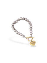 Silver Dotted Bracelet with Gold Heart Charm - Doulaat