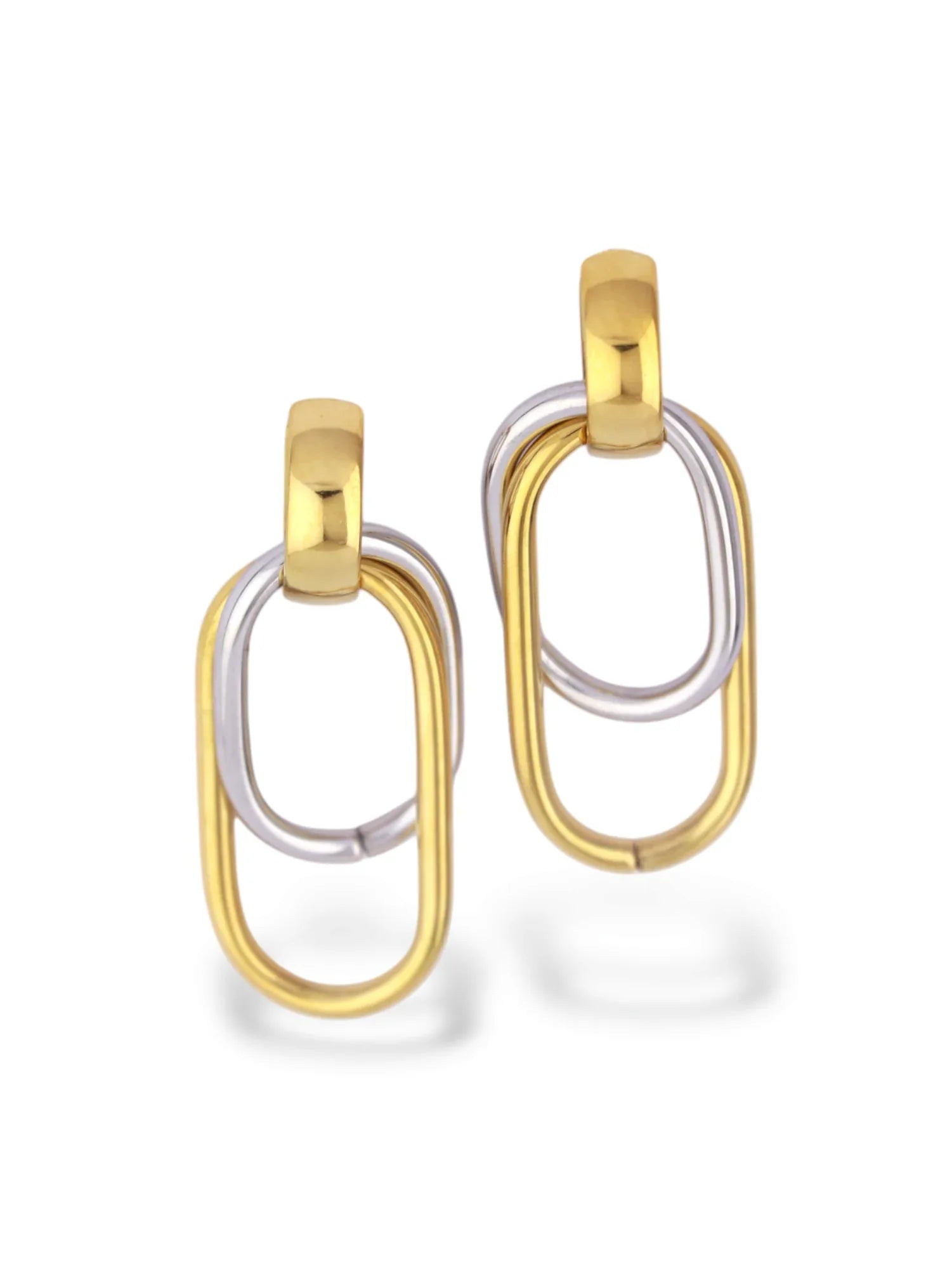 Duo Orbit Hoops with Dual-Tone Linked Oval Design - Doulaat