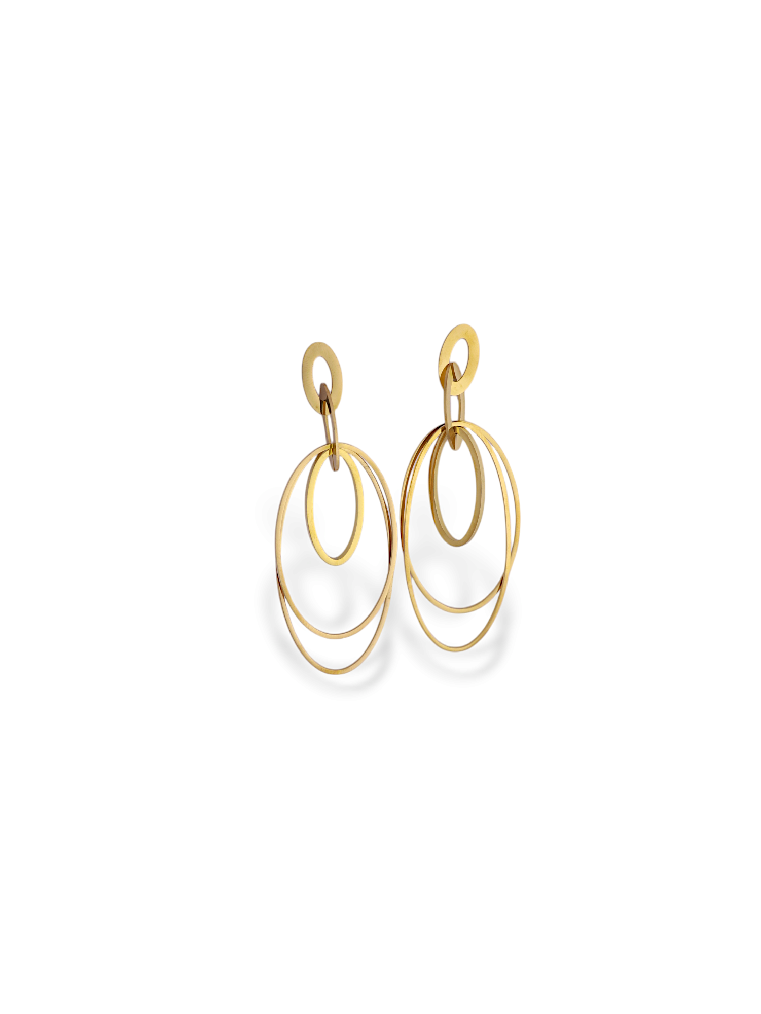 Minimal Gold Echo Hoops with Layered Oval Design