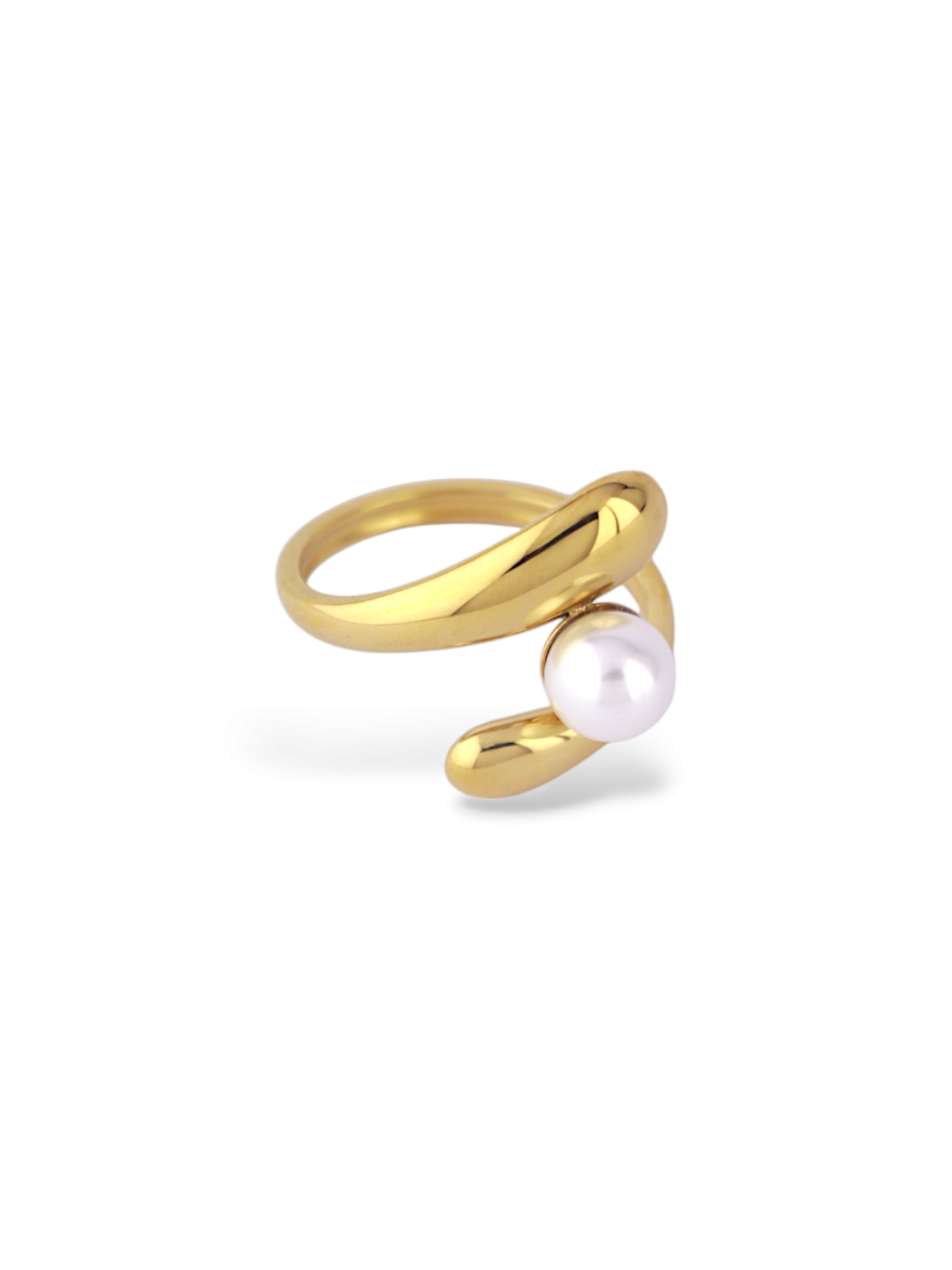 Gold Ela Statement Ring with Wavy Design