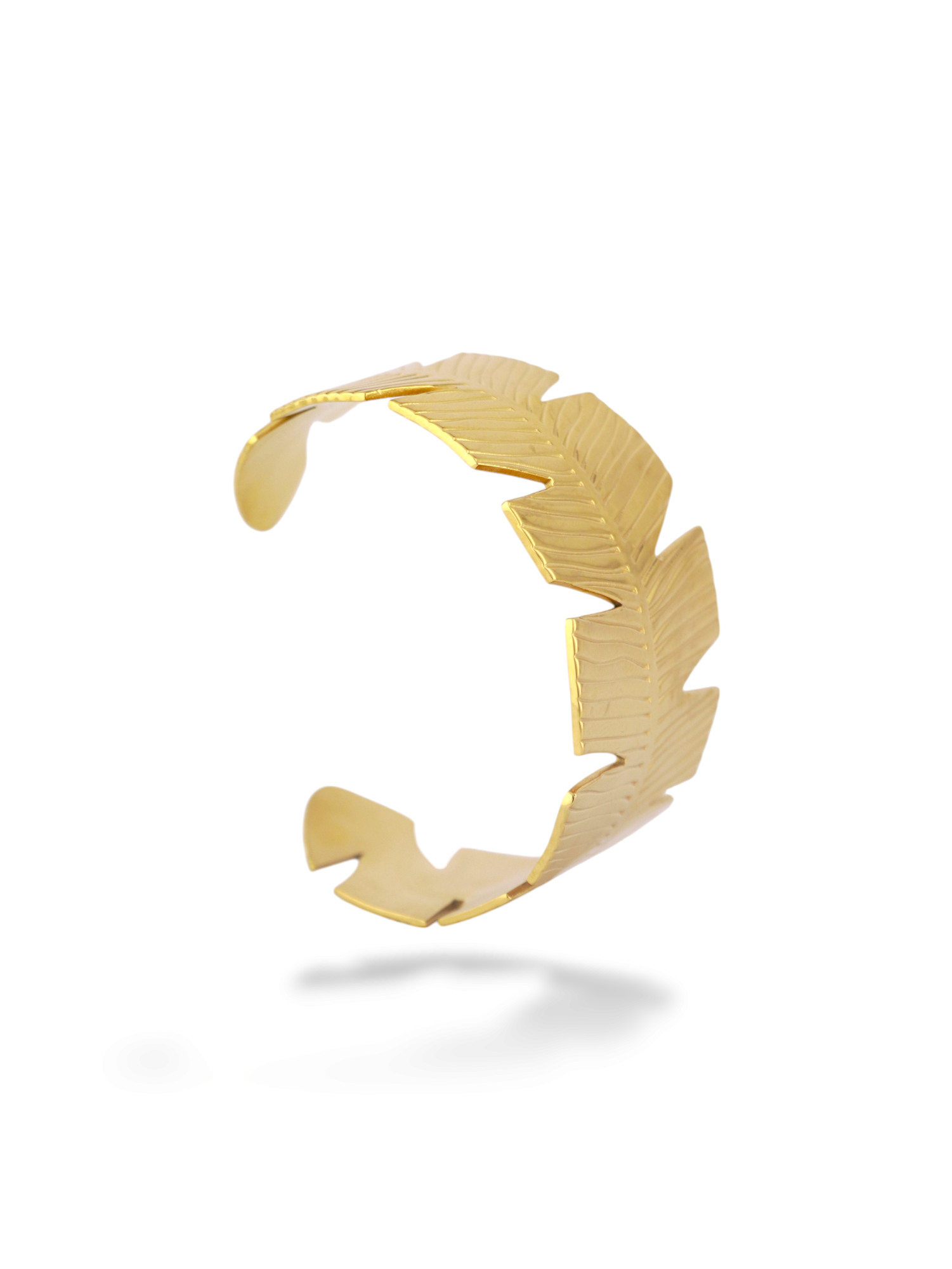Fernshadow Gold Leaf Cuff Bangle for Women