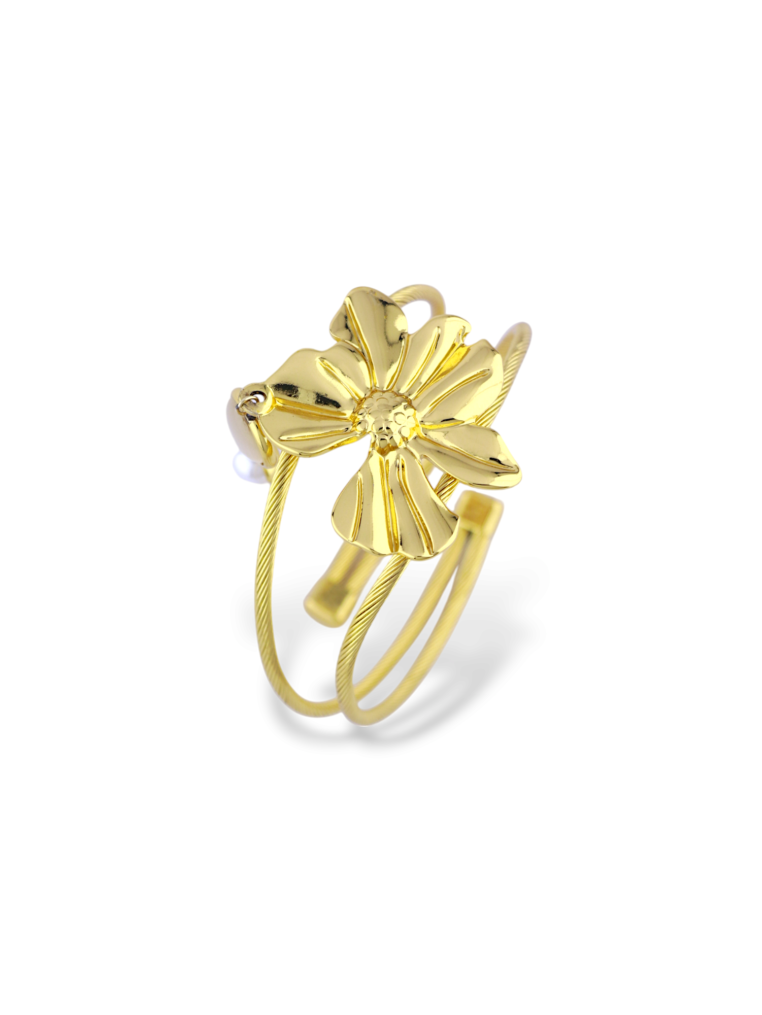 Elegant Gold Flora Bangle with Shimmering Leaf Designs