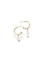 Fluid Folds Gold Hoop Earrings with Soft Pearl Drop