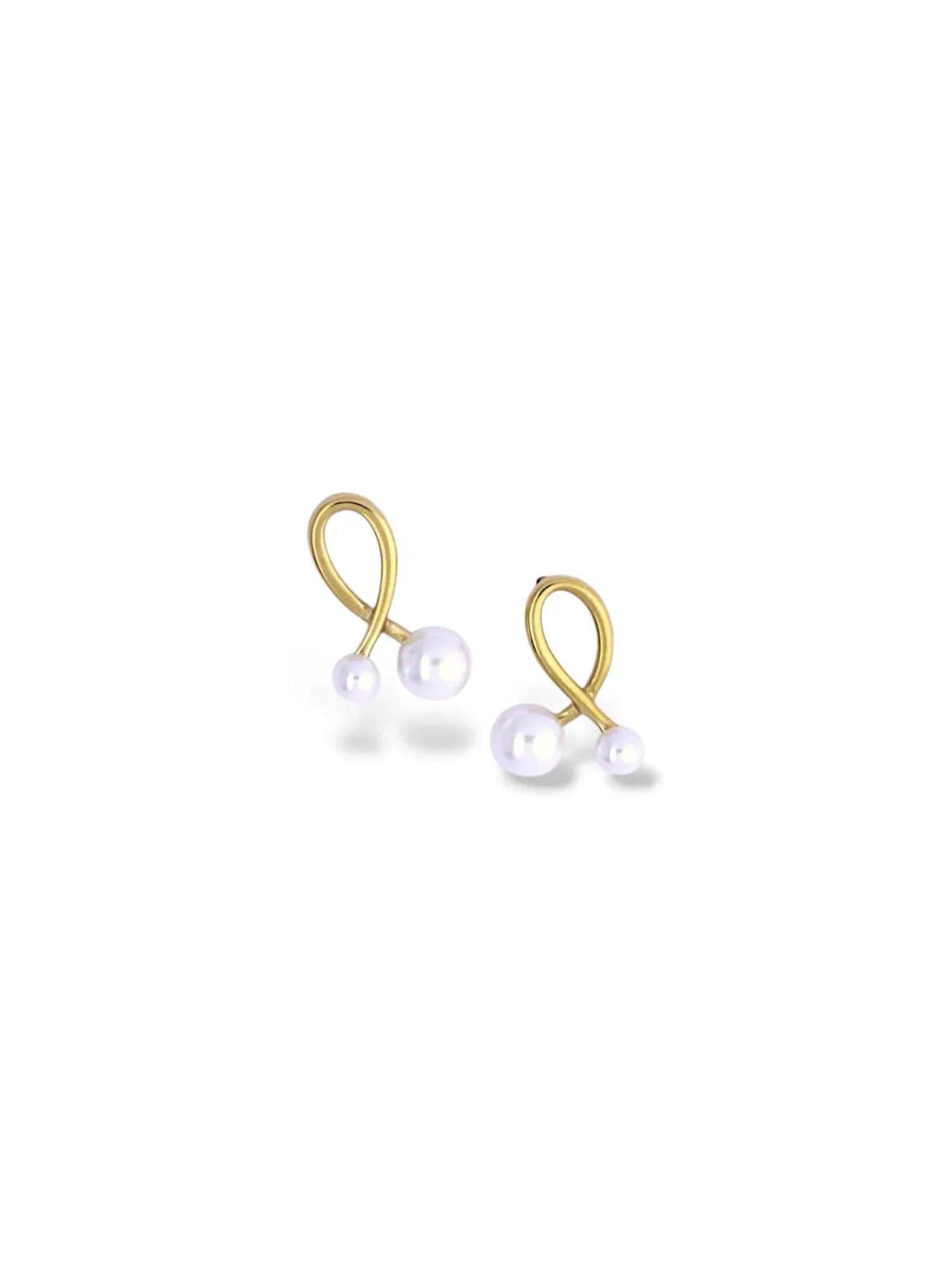 Twisted Loop Two Pearl Earrings - Doulaat