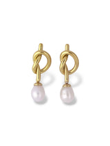 Golden Knot Pearl Drop Stud Earrings for Daily Wear - Doulaat