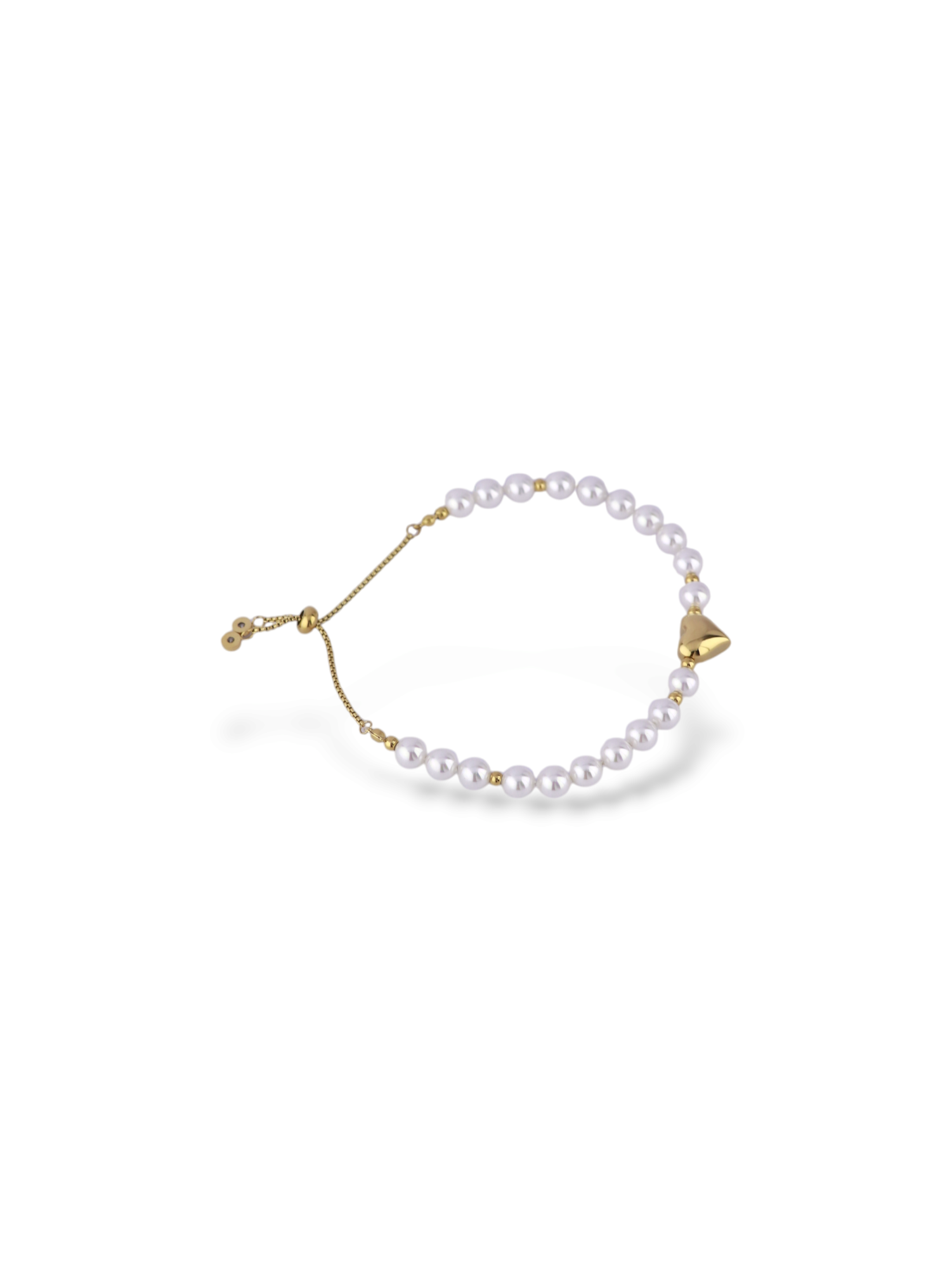 Soft Pearl Frost Bracelet with Gold Heart Charm