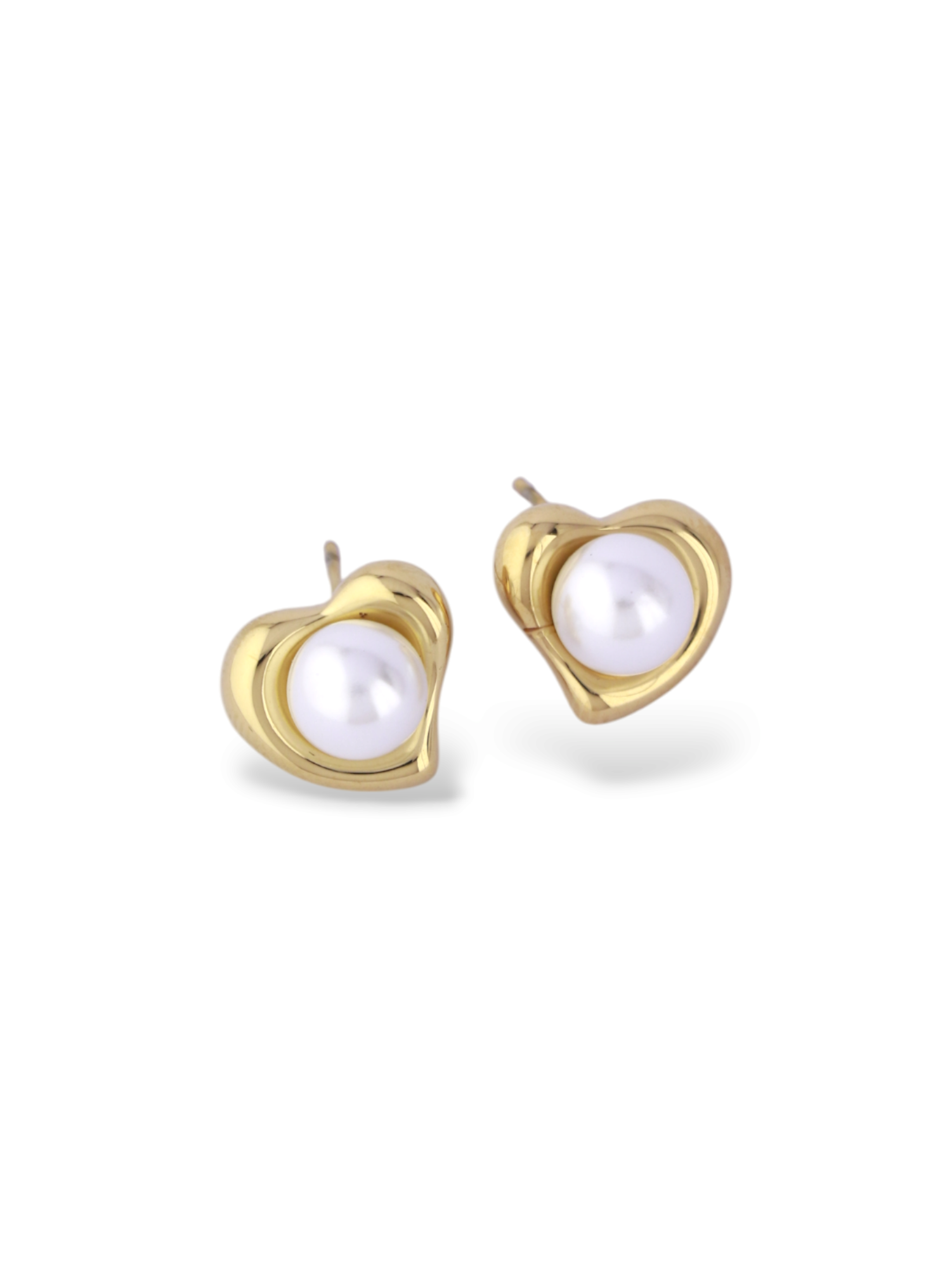 Elegant Heart Pearl Stud Earrings for Daily Wear