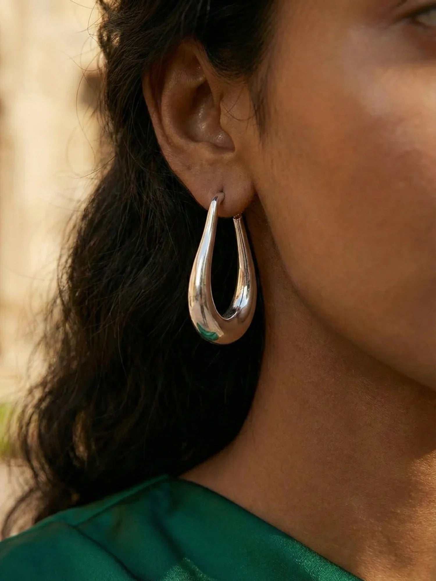 Elegant Gold Teardrop Hoop Earrings - Doulaat