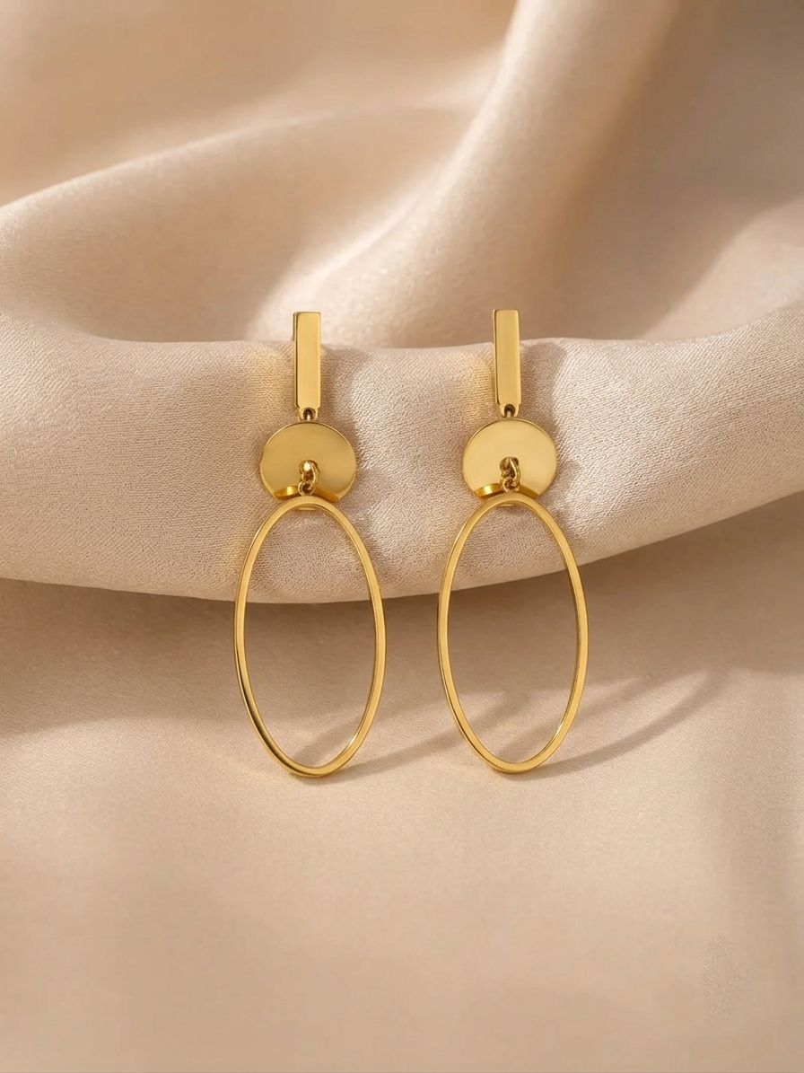 Long Oval Necklace and Earring Set